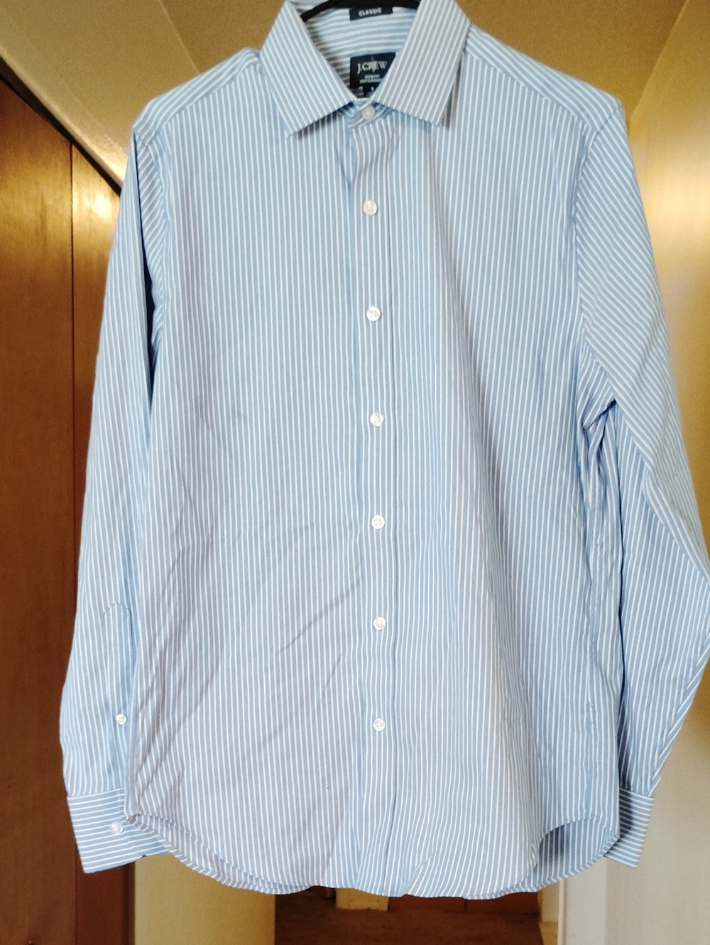 J. Crew Classic Bowery performance Light Blue & White Striped Dress Shirt